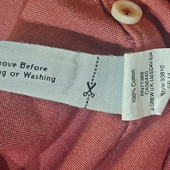 J Crew Oxford Shirt Mens Medium Red Slim Fit Button Down Long Sleeve Cotton - Picture 6 of 6